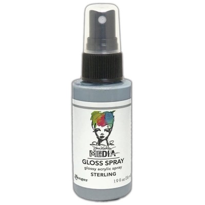 Dina Wakley -  «Acrylic Metallic Gloss Sprays» couleur «Sterling» 2 oz